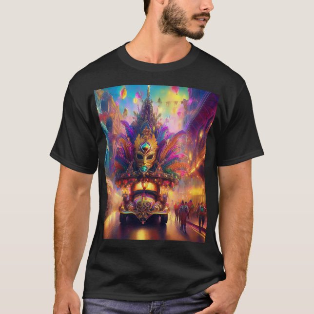 Camiseta Um Olhar Fantástico Para Uma Parada Do Mardi Gras (Frente)