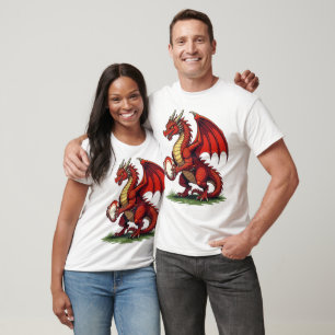 Camiseta Um Orgulhoso Dragão Vermelho Segurando Uma Bola de