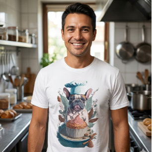 Camiseta Um padeiro francês de buldogue bonito, de padeiro