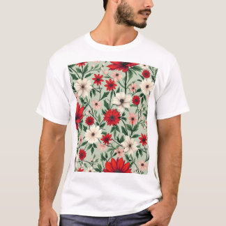 Camiseta um padrão floral de cores brilhantes