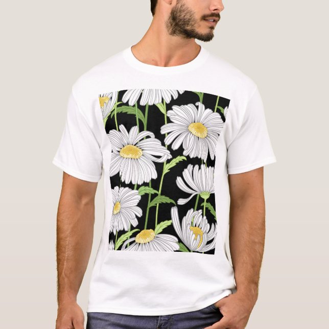 Camiseta Um padrão perfeito com flores de verão. (Frente)
