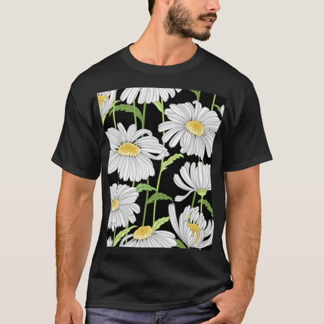 Camiseta Um padrão perfeito com flores de verão. (Frente)