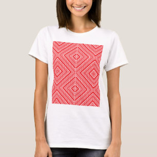 Camiseta Um padrão simétrico com vermelho, laranja e p