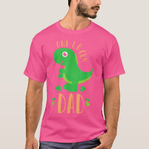 Camiseta Um Pai Sortudo Dinossauro para o Shamr de Dia de S