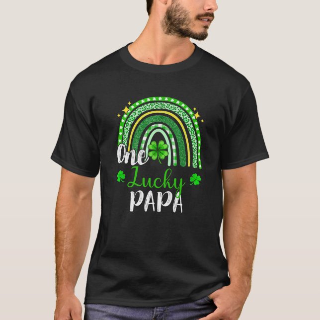 Camiseta Um Pai Sortudo, Leopard, Imprima A Rua Arco-Íris D (Frente)