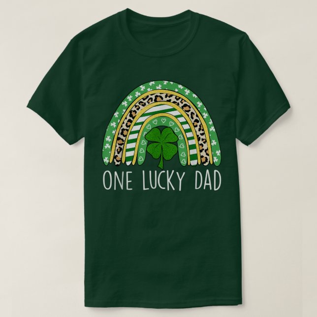 Camiseta Um Pai Sortudo Shamrock Funny Dia de São Patrício  (Frente do Design)
