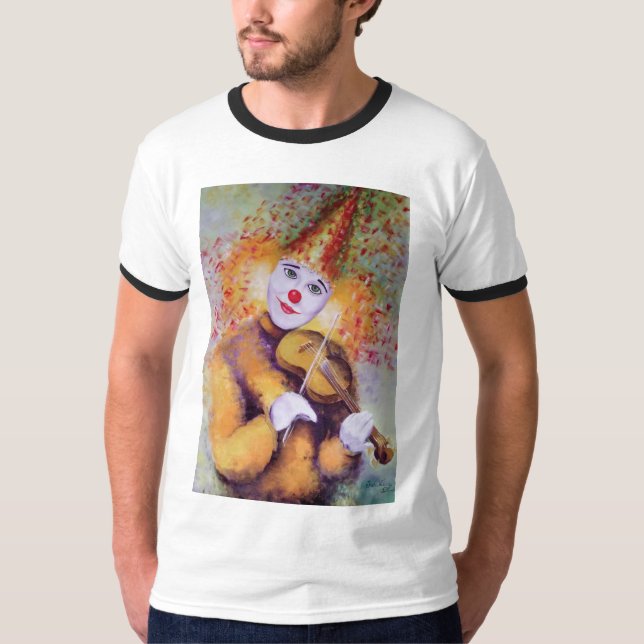 Camiseta Um palhaço doce tocando violino (Frente)