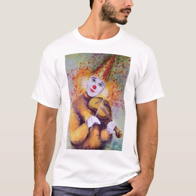 Camiseta Um palhaço doce tocando violino (Frente)