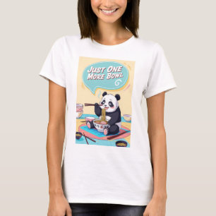 Camiseta Um panda de animação preguiçoso comendo ramen e di