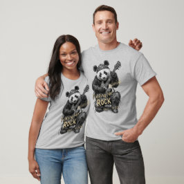 Camiseta Um Panda diz: Lutando pela Música Rock num Cinza