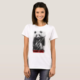 Camiseta Um Panda toca Rock com Guitarra Elétrica em Preto