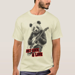 Camiseta Um Panda tocando Rock com Guitarra Elétrica em Pre