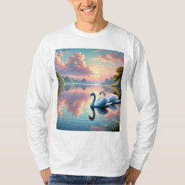 Camiseta Um par de pântanos a planar num lago sereno