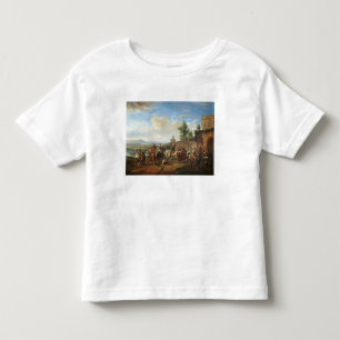 Camiseta Um partido da caça por uma casa de campo (óleo e
