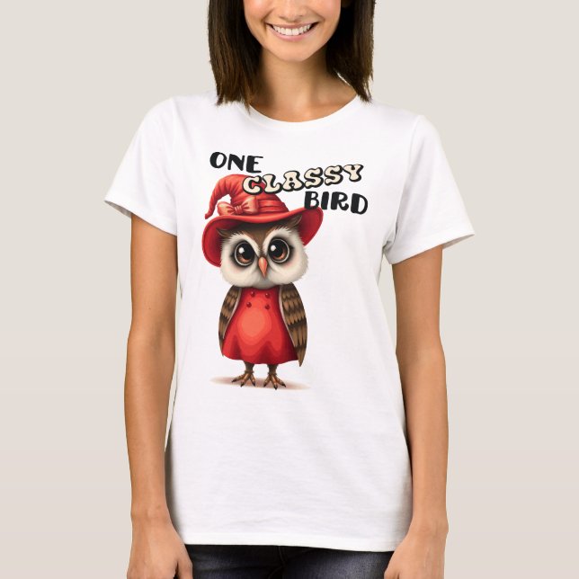 Camiseta Um pássaro clássico, presente de amante de coruja (Frente)