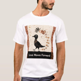 Camiseta Um pássaro Sankofa segurando um coração no bico.