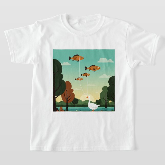Camiseta Um pato e quatro peixes (Postura )