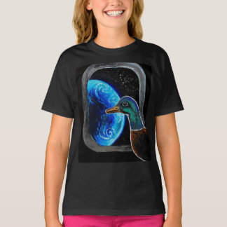 Camiseta Um pato enviado para o espaço exterior