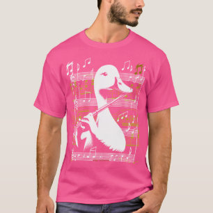 Camiseta Um Pato Legal Tocando Música Em Uma Flauta