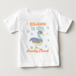 Camiseta Um Pato Sortudo & Bolhas Primeiro Aniversário Past