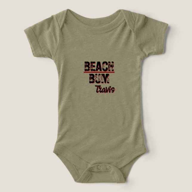 Camiseta Um pedaço de bebê diz "Praia Bum" (Design frontal)