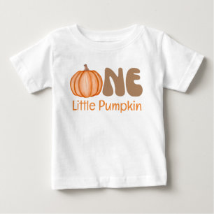 Camiseta Um Pequeno Bebê Abóbora Faz 1 Ano