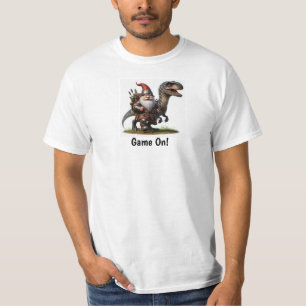 Camiseta Um Pequeno Guerreiro Gnomo a posar com o seu Dragã