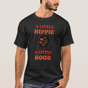 Camiseta Um Pequeno Hippie Um Pequeno Capuz Com Cabelo Pret