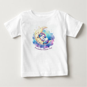 Camiseta Um pequeno Unicórnio Cute Personalizado Dormindo e