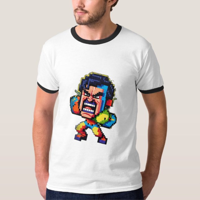 Camiseta Um personagem pixelizado com retro-game (Frente)