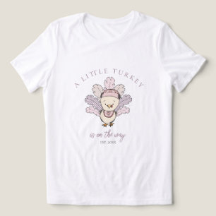 Camiseta Um peru pequenino está a caminho, mãe para ser