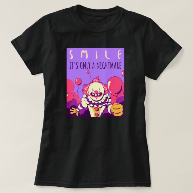 Camiseta Um pesadelo assustador de palhaço sorridente no ha (Frente do Design)
