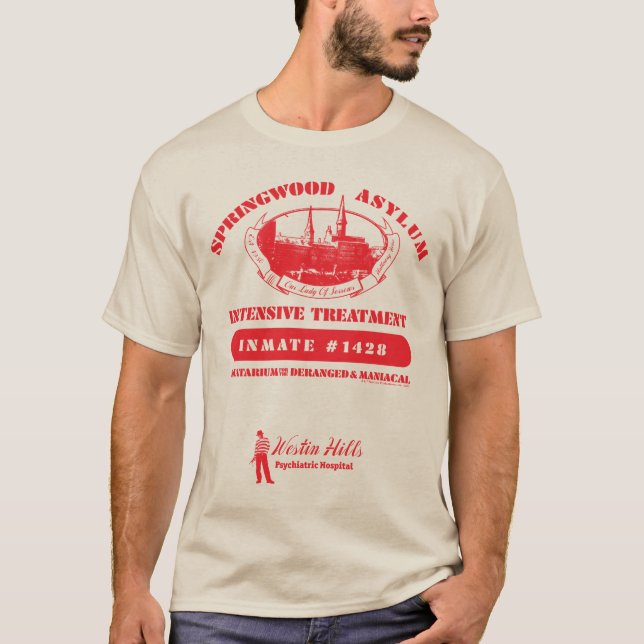 Camiseta Um pesadelo na Elm Street | Asilo de Springwood (Frente)
