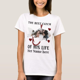 Camiseta Um pescador sortudo que combina foto de peixe casa