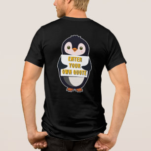 Camiseta Um pinguim segurando um sinal com texto personaliz