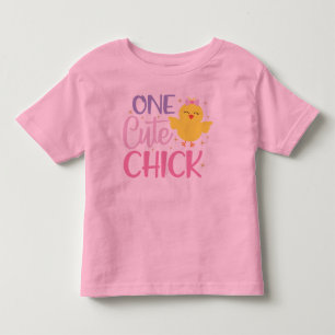 Camiseta Um Pintinho Amarelo Cor-de-Rosa Brilhante Moderno