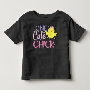 Camiseta Um Pintinho bonito, divertido Amarelo preto