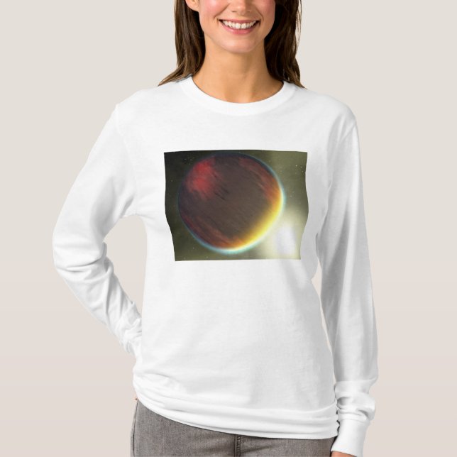 Camiseta Um planeta como Júpiter nublado que orbita (Frente)