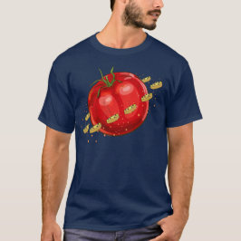 Camiseta Um planeta de tomate com pizzas ao seu redor