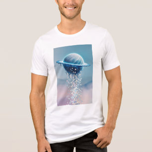 Camiseta Um planeta derretendo estrelas a pingar, criando u
