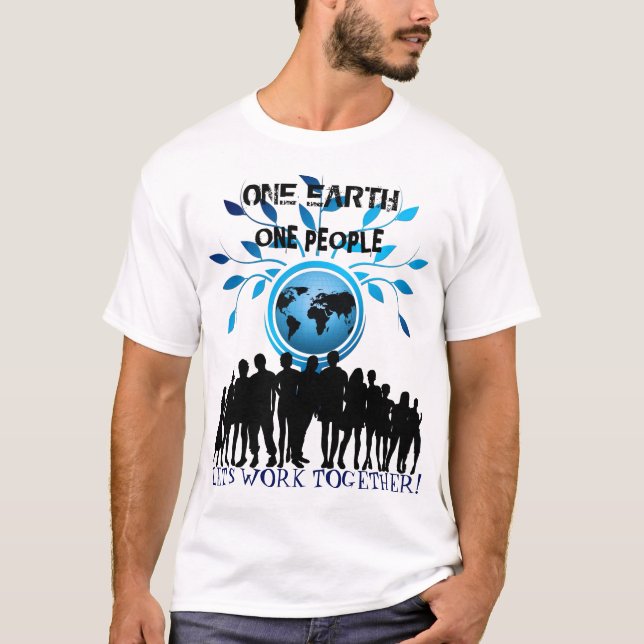 Camiseta Um Planeta, Uma Pessoa, Trabalhe Juntos (Frente)