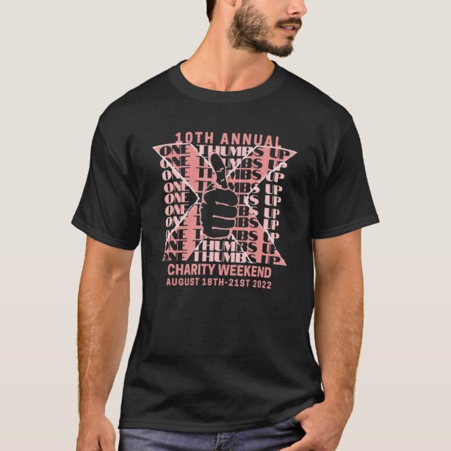 Camiseta Um polegar para cima X rosa (Frente)