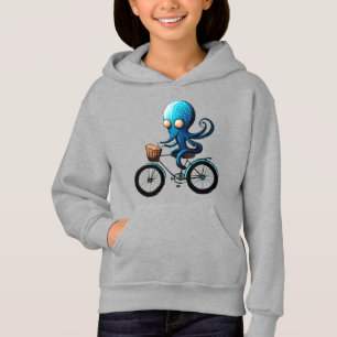 Camiseta Um polvo azul bonito em uma bicicleta
