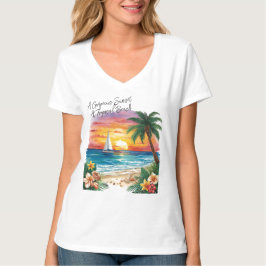 Camiseta Um pôr do sol deslumbrante na praia tropical, féri