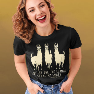 Camiseta Um por um, os Lhamas Roubam meu Sanity Funny Dark