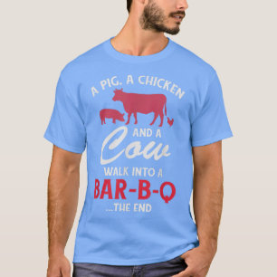 Camiseta Um Porco Um Frango E Um CHURRASCO Engraçado De Vac