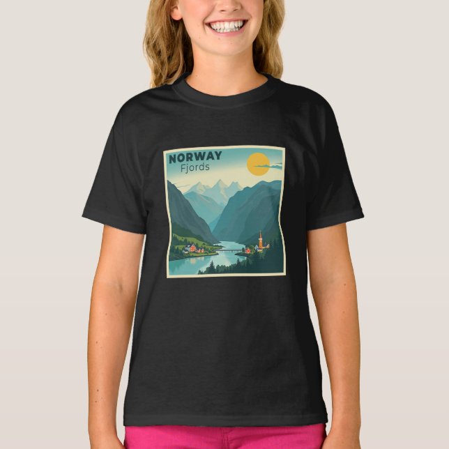 Camiseta Um Poster de viagens Clássico Nostálgico - Fjords  (Frente)
