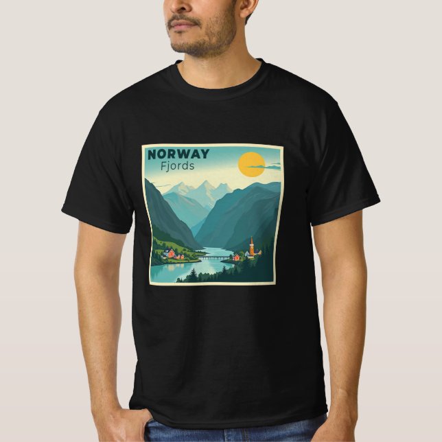 Camiseta Um Poster de viagens Clássico Nostálgico - Fjords  (Frente)