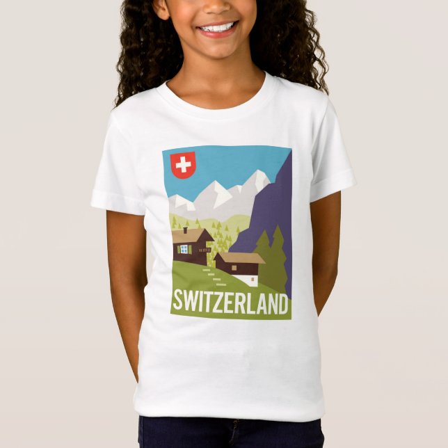 Camiseta Um poster de viagens da suiça (Frente)