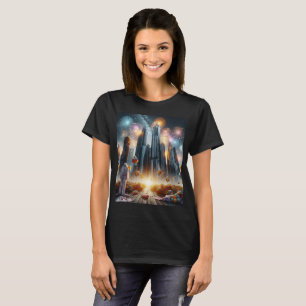 Camiseta um poster para um filme chamado fogos de artifício